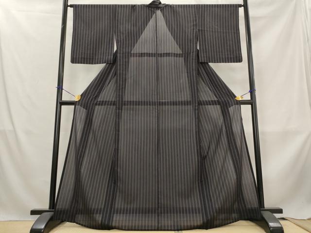 平和屋着物*夏物 お召 紗 縞 正絹 逸品 AABL6311st