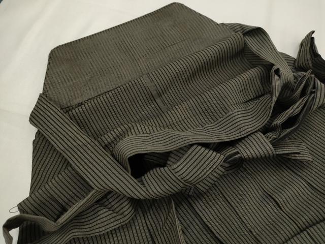 平和屋着物*夏物 男性 行灯袴 縦絽 縞 正絹 逸品 AABL6351st