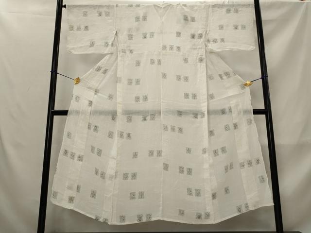 平和屋着物*夏物 本場小千谷ちぢみ 色紙花文 麻 逸品 AABL6355st