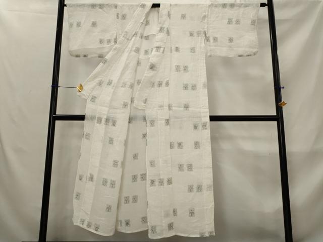 平和屋着物*夏物 本場小千谷ちぢみ 色紙花文 麻 逸品 AABL6355st