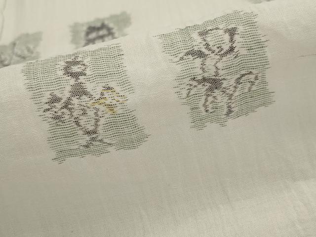 平和屋着物*夏物 本場小千谷ちぢみ 色紙花文 麻 逸品 AABL6355st