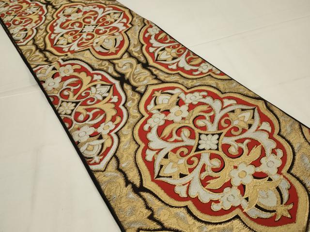 平和屋着物◎六通柄 本袋帯 飾花文 金銀糸 正絹 逸品 AABL6381ou