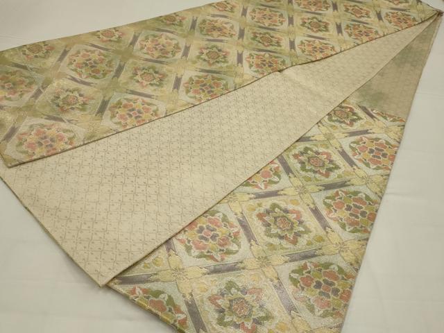 平和屋着物◎七彩佐賀錦 六通柄袋帯 花天井文 金銀糸 正絹 逸品 AABL6387ou