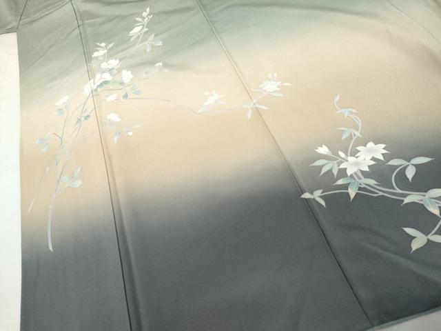 平和屋着物●十日町友禅作家 松雨 訪問着 枝花文 暈し染め 正絹 逸品 AABL6416cs