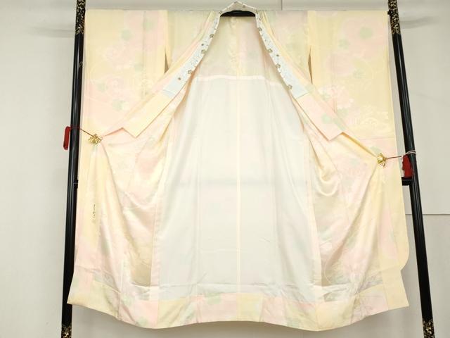 平和屋着物●振袖用長襦袢 無双仕立て 作家物 舞花文 暈し染め 半衿刺繍 正絹 逸品 未使用 AABL6420cs