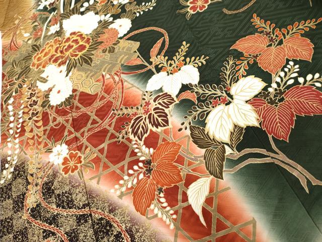 平和屋着物●豪華振袖 駒刺繍 花筏文 暈し染め 金彩 正絹 逸品 AABL6422cs