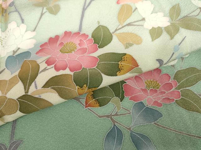 平和屋着物●訪問着 友禅 作家物 枝花文 暈し染め 正絹 逸品 AABL6428cs