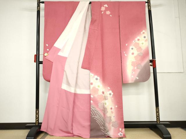 平和屋着物●豪華振袖 刺繍 舞桜文 暈し染め 金糸 金彩 正絹 逸品 AABL6429cs