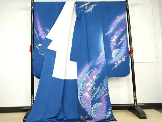 平和屋着物●豪華振袖 舞花文 暈し染め 金銀彩 銀通し地 ロング丈 正絹 逸品 AABL6432cs