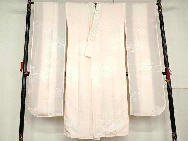 平和屋着物●振袖用長襦袢 袷 短冊花地紋 暈し染め 半衿刺繍 正絹 逸品 AABL6433cs