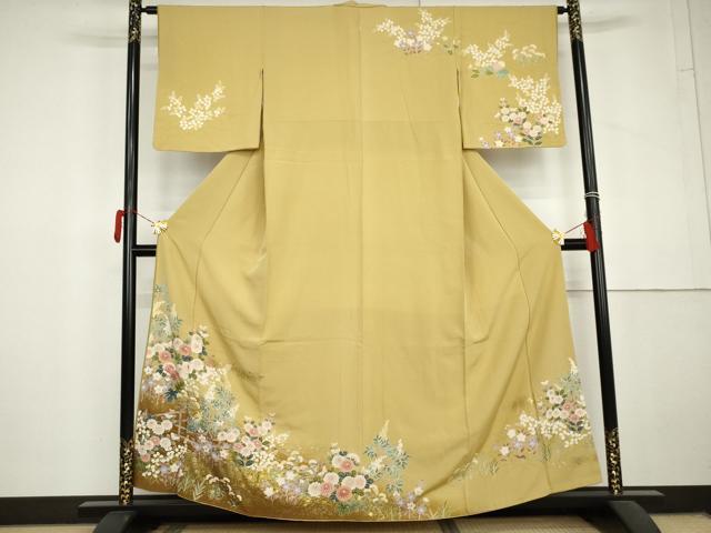 平和屋着物●訪問着 草花文 暈し染め 金彩 正絹 逸品 AABL6447cs
