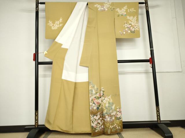 平和屋着物●訪問着 草花文 暈し染め 金彩 正絹 逸品 AABL6447cs