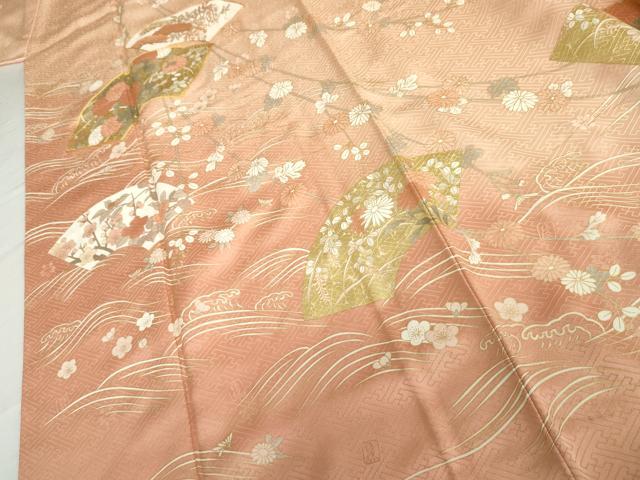 平和屋着物●十日町老舗ブランド 吉澤友禅 吾妻徳穂 訪問着 駒刺繍 立波地紙花文 暈し染め 金彩 正絹 逸品 AABL6451cs