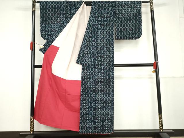 平和屋着物●久留米絣 花格子 綿 逸品 AABL6455cs