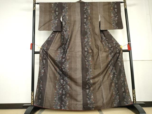 平和屋着物●本場大島紬 9マルキ 枝花間道 正絹 逸品 AABL6464cs