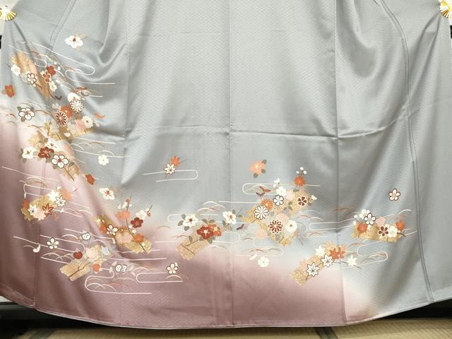 平和屋着物●訪問着 花筏文 暈し染め 金彩 正絹 逸品 未使用 AABL6469cs
