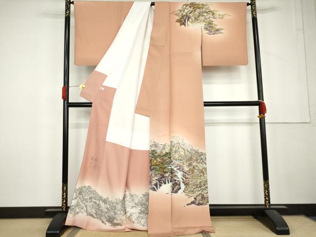 平和屋着物●琉染の創設者 山岡古都 水墨書 訪問着 風景文 暈し染め 正絹 逸品 AABL6475cs