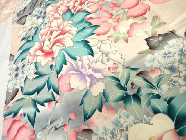 平和屋着物●豪華振袖 草花文 暈し染め 正絹 逸品 AABL6484cs