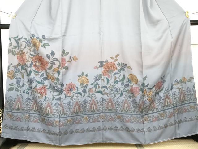 平和屋着物●中国三大刺繍 スワトウ刺繍 汕頭刺繍 蘇州刺繍 総刺繍 訪問着 更紗花文 暈し染め 金銀糸 正絹 逸品 未使用 AABL6485cs