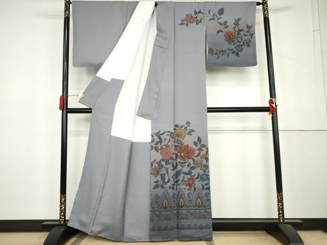 平和屋着物●中国三大刺繍 スワトウ刺繍 汕頭刺繍 蘇州刺繍 総刺繍 訪問着 更紗花文 暈し染め 金銀糸 正絹 逸品 未使用 AABL6485cs