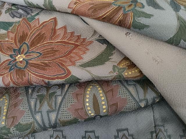 平和屋着物●中国三大刺繍 スワトウ刺繍 汕頭刺繍 蘇州刺繍 総刺繍 訪問着 更紗花文 暈し染め 金銀糸 正絹 逸品 未使用 AABL6485cs