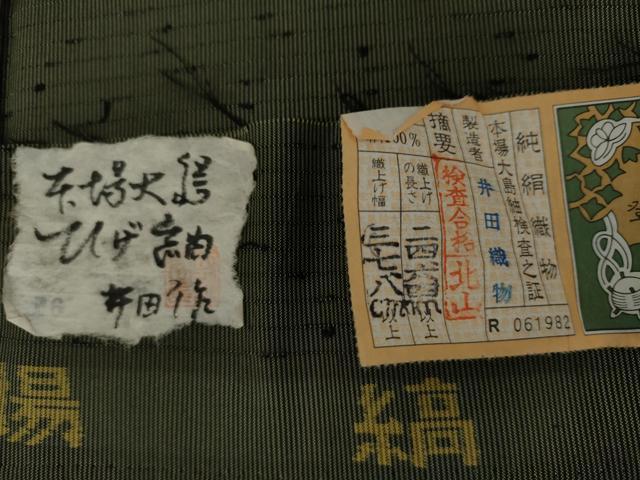 平和屋着物●本場縞大島紬 髭紬 横段文 ますいわ屋扱い 井田織物謹製 証紙付き 正絹 逸品 AABL6499cs