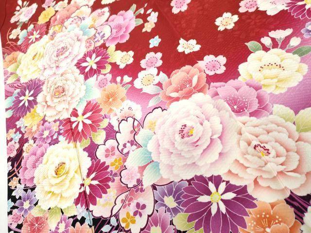 平和屋着物●豪華振袖 草花文 暈し染め 正絹 逸品 AABL6502cs