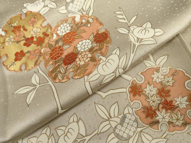 平和屋着物●訪問着 駒刺繍 雪輪花文 金彩 正絹 逸品 AABL6503cs