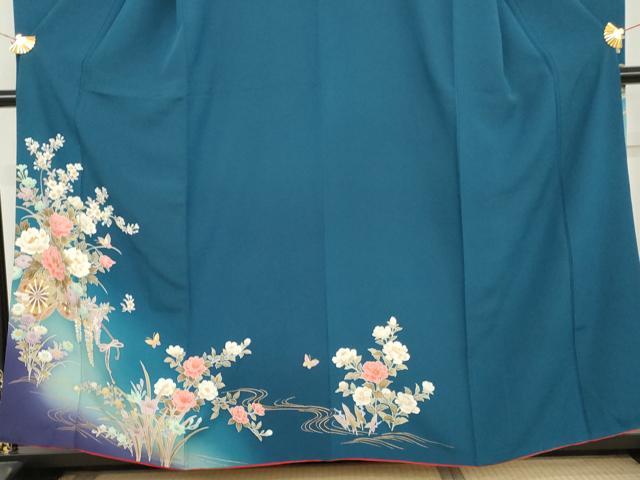 平和屋着物●豪華振袖 流水花蝶文 暈し染め 金彩 鈴乃屋扱い 正絹 逸品 AABL6507cs