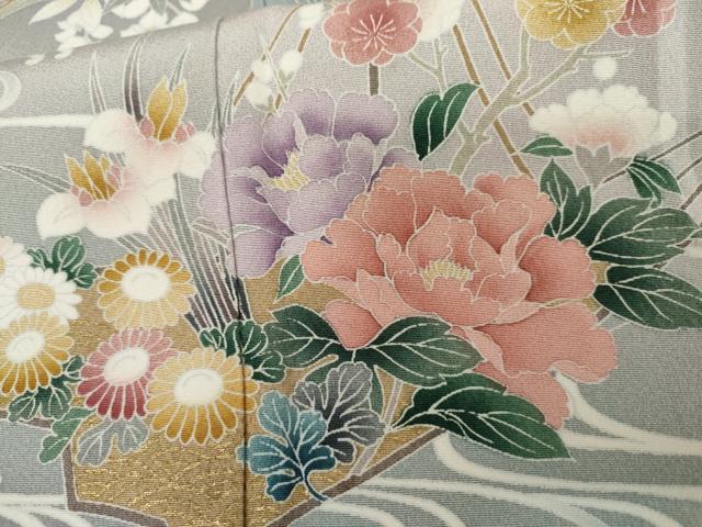 平和屋着物●豪華色留袖 駒刺繍 流水花松文 暈し染め 正絹 逸品 AABL6510cs