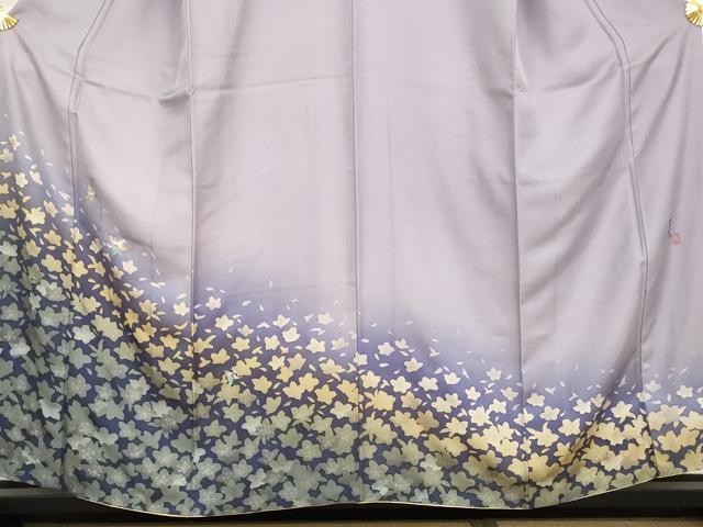 平和屋着物●染色作家 津室朱光 訪問着 舞花文 暈し染め 金銀彩 正絹 逸品 AABL6511cs