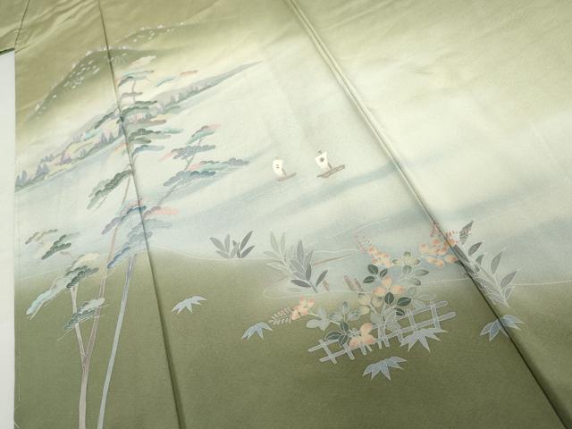 平和屋着物●訪問着 友禅 作家物 浜松風景文 暈し染め 正絹 逸品 AABL6521cs