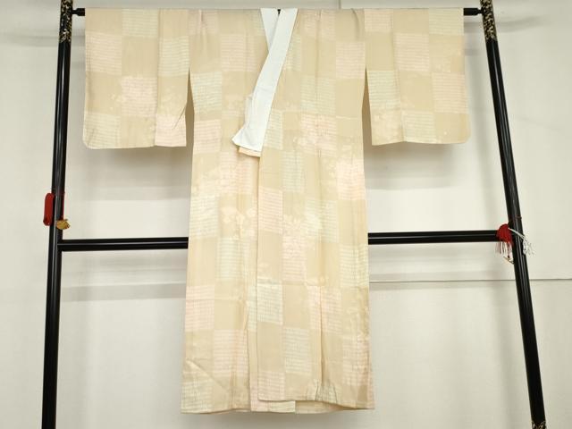 平和屋着物●長襦袢 無双仕立て 短冊花地紋 正絹 逸品 AABL6523cs