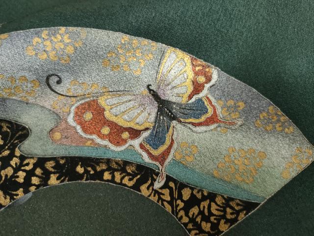 平和屋着物●訪問着 地紙花蝶文 金銀彩 正絹 逸品 AABL6530cs