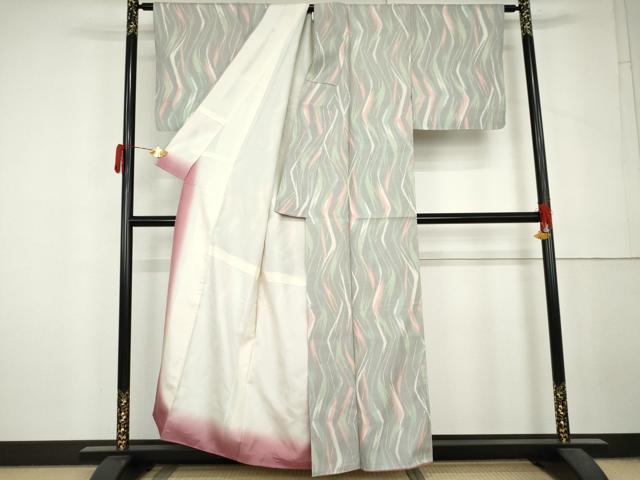 平和屋着物▼上質な紬 変わり縞 正絹 逸品 AABL6536cs