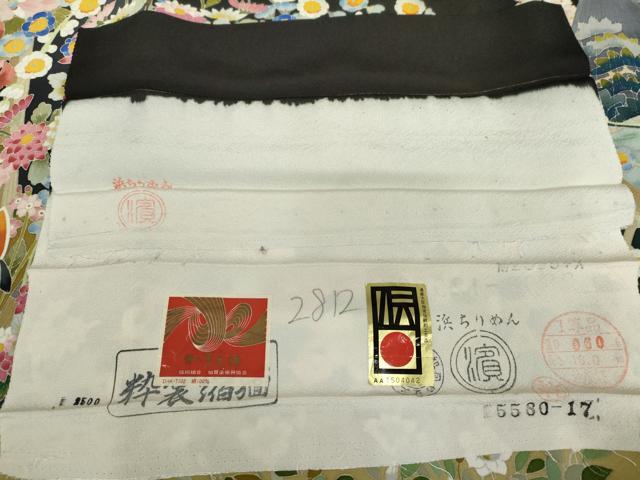 平和屋着物●本加賀友禅作家 谷崎善治 黒留袖 鴛鴦花文 浜ちりめん 反端付き 正絹 逸品 AABL6537cs