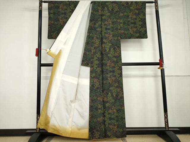 平和屋着物▼本場大島紬 7マルキ 樹林文 正絹 逸品 AABL6540cs