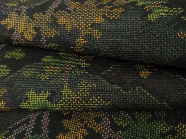 平和屋着物▼本場大島紬 7マルキ 樹林文 正絹 逸品 AABL6540cs