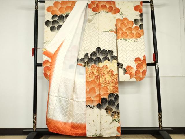 平和屋着物●豪華振袖 駒刺繍 松 金彩 正絹 逸品 AABL6549cs