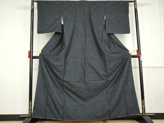 平和屋着物●本場大島紬 7マルキ 更紗花唐草文 正絹 逸品 未使用 AABL6553cs