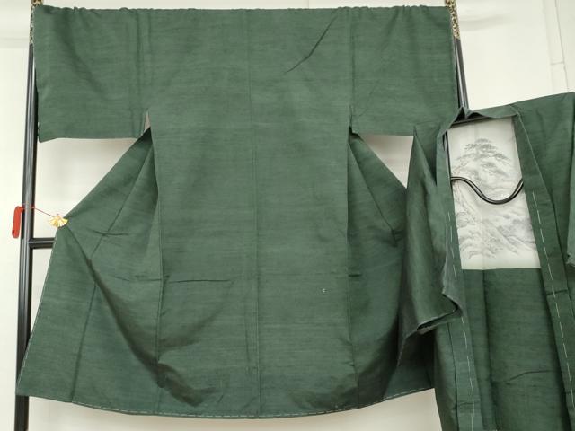 平和屋着物●男性 紬 アンサンブル 色無地 天鵞絨色 キングサイズ 正絹 逸品 未使用 AABL6560cs