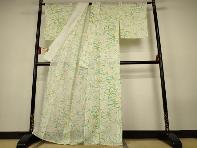 平和屋着物*夏物 小紋 絽 花尽くし 洗える着物 AABL6569jd