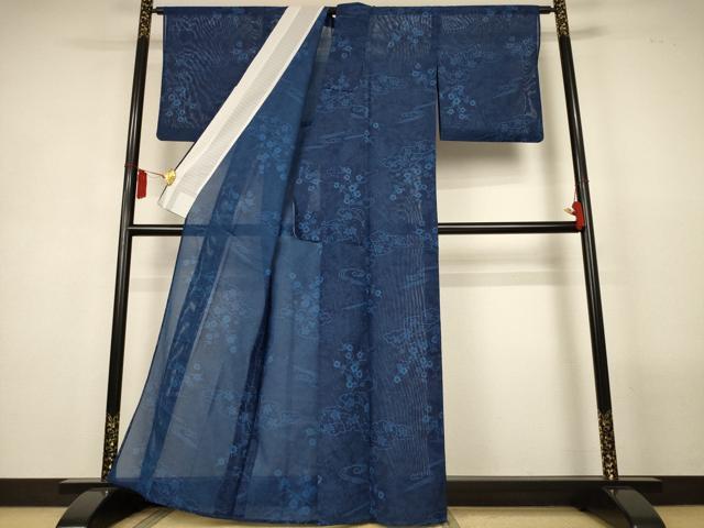 平和屋着物*夏物 小紋 絽 草花文 洗える着物 AABL6571jd