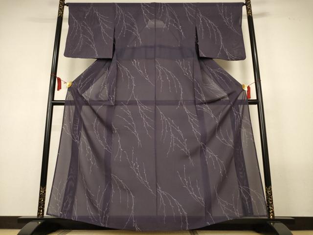 平和屋着物*夏物 小紋 絽 枝葉文 正絹 逸品 AABL6572jd