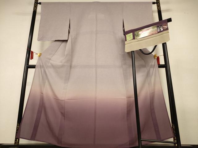 平和屋着物*夏物 訪問着 絽 泥草木染 墨流し霞文 暈し染め 反端付き 正絹 逸品 AABL6575jd