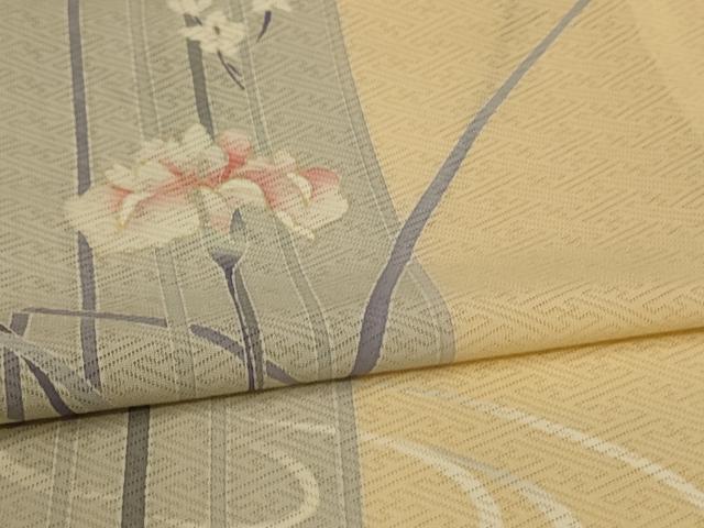 平和屋着物*夏物 訪問着 紗綾形紋紗 流水草花文 正絹 逸品 AABL6581jd