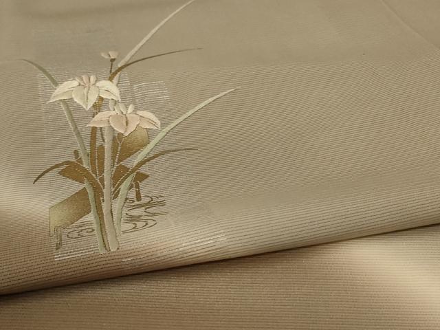 平和屋着物*夏物 訪問着 絽 刺繍 草花文 暈し染め 金銀彩 正絹 逸品 AABL6586jd