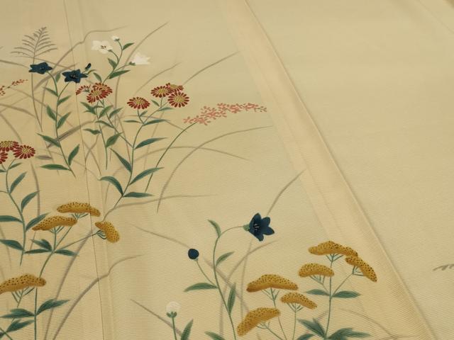 平和屋着物*夏物 訪問着 絽 手描き 草花文 正絹 逸品 AABL6595jd