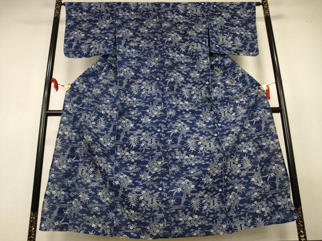 平和屋着物∴夏物 浴衣 綿絽 流水草花文 綿 逸品 AABL6625jd