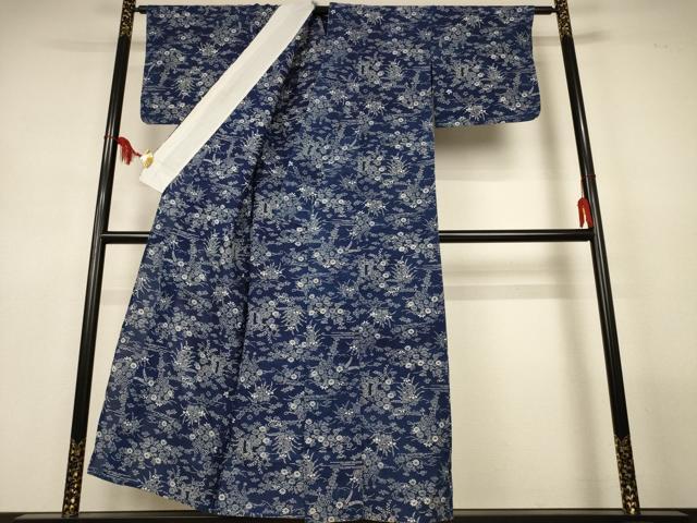 平和屋着物∴夏物 浴衣 綿絽 流水草花文 綿 逸品 AABL6625jd